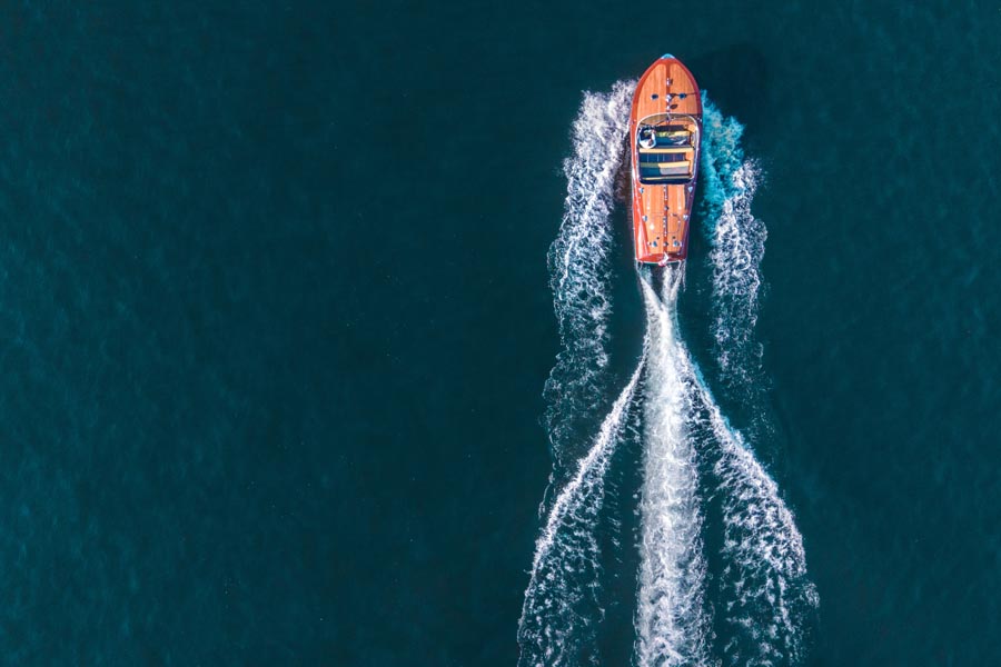 speedboat on the italian Como lake - vintage boat